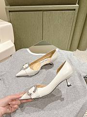 Jimmy Choo Melva 50 Embellished Leather Pumps in White  - 3