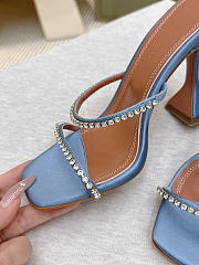 Amina Muaddi Gigi Slipper 95 Blue Satin And White Crystals - 3