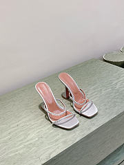 Amina Muaddi Gigi Slipper 95 Silver Satin And White Crystals - 5