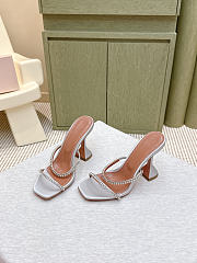 Amina Muaddi Gigi Slipper 95 Silver Satin And White Crystals - 3