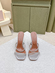 Amina Muaddi Gigi Slipper 95 Silver Satin And White Crystals - 2