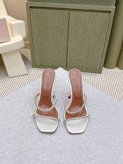 Amina Muaddi Gigi Slipper 95 White Satin And White Crystals - 4