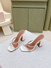 Amina Muaddi Gigi Slipper 95 White Satin And White Crystals - 3