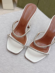 Amina Muaddi Gigi Slipper 95 White Satin And White Crystals - 2