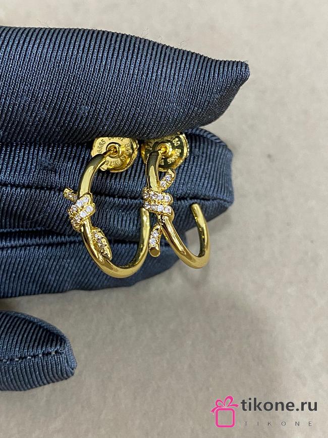 Tiffany Knot Hoop Earrings in Yellow/ Rose/ White Gold with Diamonds - 1