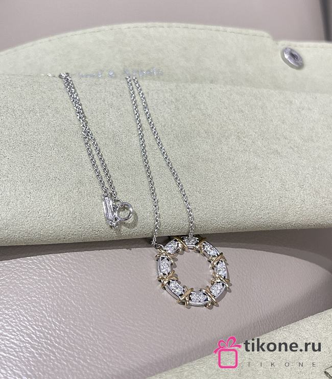 Tiffany Sixteen Stone Circle Pendant in Platinum & Yellow Gold with Diamonds - 1