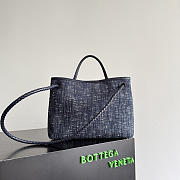 Bottega Veneta Andiamo in Denim Boucle Navy/White/Space (mini Intrecciato vichy lambskin lining)- 35x25x18cm - 4