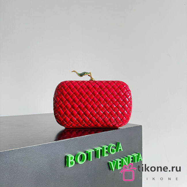 Bottega Veneta Knot Patent in Red (flower closure) - 19x11.5x5cm - 1