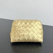 Bottega Veneta Intrecciato Small Beauty Pouch Lamina Satin Leather Gold - 16.5x10.5x9cm - 1