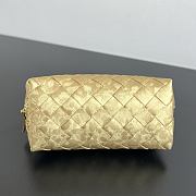 Bottega Veneta Intrecciato Small Beauty Pouch Lamina Satin Leather Gold - 16.5x10.5x9cm - 2