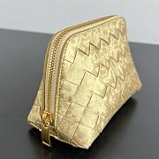 Bottega Veneta Intrecciato Small Beauty Pouch Lamina Satin Leather Gold - 16.5x10.5x9cm - 4