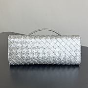 Bottega Veneta Andiamo Clutch in Lamina Satin Leather Silver - 31x13x3cm - 2
