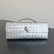 Bottega Veneta Andiamo Clutch in Lamina Satin Leather Silver - 31x13x3cm - 1