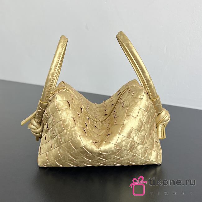 Bottega Veneta Loop Top Handle Lamina Satin Leather Gold - 19x12x9cm - 1