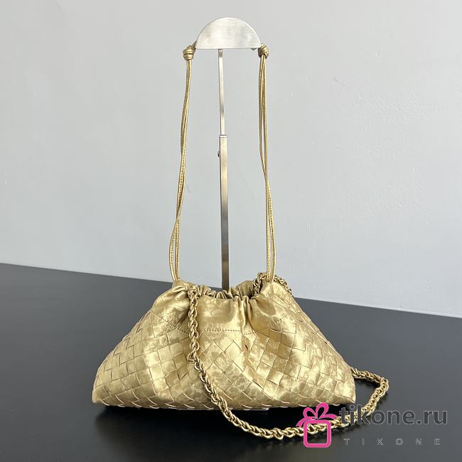 Bottega Veneta Dustbag Notte Lamina Satin Leather Gold - 33x19x8cm - 1