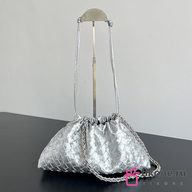 Bottega Veneta Dustbag Notte Lamina Satin Leather Silver - 33x19x8cm - 1