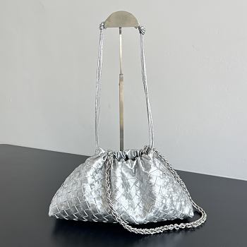 Bottega Veneta Dustbag Notte Lamina Satin Leather Silver - 33x19x8cm