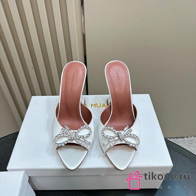 Amina Muaddi Rosie Slipper White Satin 9.5cm - 1