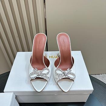 Amina Muaddi Rosie Slipper White Satin 9.5cm