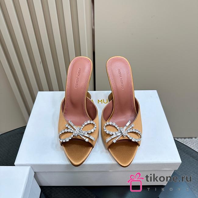 Amina Muaddi Rosie Slipper Gold Satin 9.5cm - 1