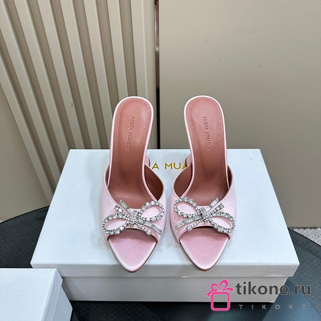 Amina Muaddi Rosie Slipper Pink Satin 9.5cm - 1