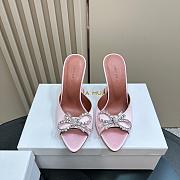 Amina Muaddi Rosie Slipper Pink Satin 9.5cm - 1