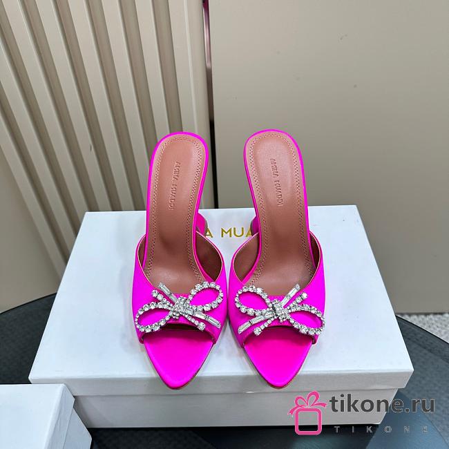 Amina Muaddi Rosie Slipper Fuchsia Satin 9.5cm - 1