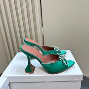 Amina Muaddi Rosie Slipper Green Satin 9.5cm - 2