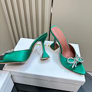 Amina Muaddi Rosie Slipper Green Satin 9.5cm - 4