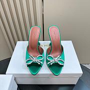 Amina Muaddi Rosie Slipper Green Satin 9.5cm - 3