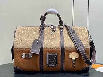LV Keepall Bandouliere 50 Autres Cuirs Monogram Suede Leather Tan M26127 - 50x29x23cm