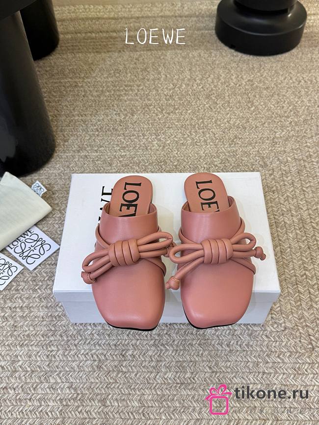 Loewe Flamenco Knot Mule in Lambskin Blush  - 1