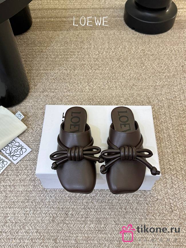 Loewe Flamenco Knot Mule in Lambskin Dark Chestnut - 1