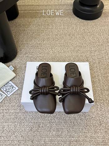 Loewe Flamenco Knot Mule in Lambskin Dark Chestnut
