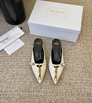 Balmain Sync Leather Mules With Pointed Toe Natural 5mm - 1