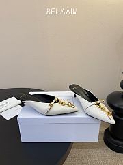 Balmain Sync Leather Mules With Pointed Toe Natural 5mm - 5