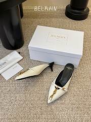 Balmain Sync Leather Mules With Pointed Toe Natural 5mm - 3