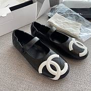 Chanel Mary Jane Cambon Quilted Black White Logo Leather  - 4