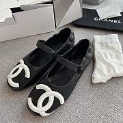 Chanel Mary Jane Cambon Quilted Black White Logo Leather  - 2