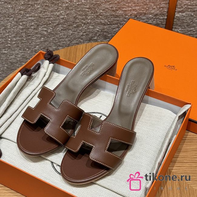Hermes Oasis Sandal Swift Dark Brown 5cm - 1