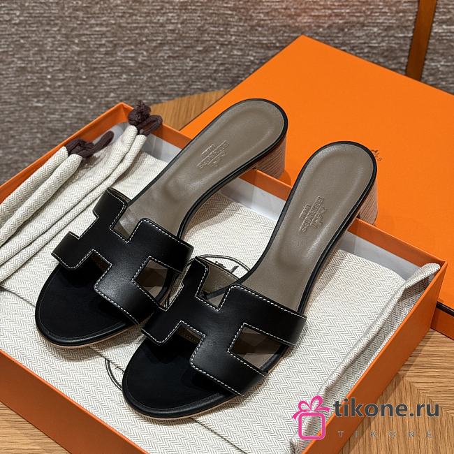 Hermes Oasis Sandal Swift Black 5cm - 1