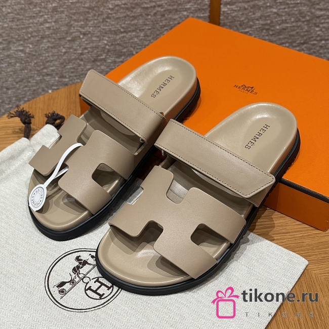 Hermes Chypre Sandal Full Beige Leather - 1