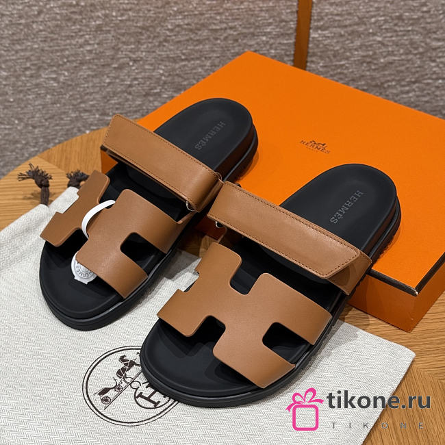 Hermes Chypre Sandal Brown Leather - 1