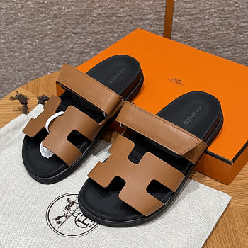 Hermes Chypre Sandal Brown Leather