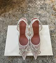 Amina Muaddi Rosie Sling 95 White Polka-Dot Lace - 1