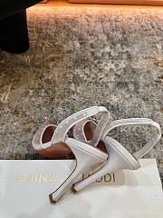 Amina Muaddi Rosie Sling 95 White Polka-Dot Lace - 5