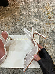 Amina Muaddi Rosie Sling 95 White Polka-Dot Lace - 2