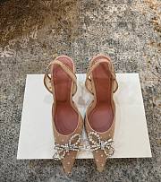 Amina Muaddi Rosie Sling 95 Beige Polka-Dot Lace - 1