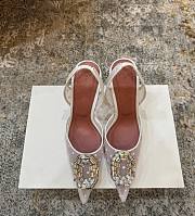 Amina Muaddi Camelia Sling 95 White Polka-Dot Lace - 1