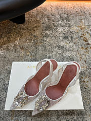 Amina Muaddi Camelia Sling 95 White Polka-Dot Lace - 5